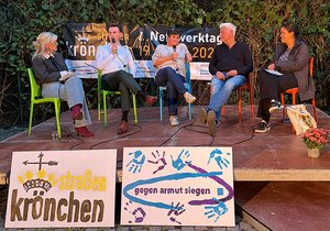 Diskutierten über bessere Zugänge, weniger Hürden und mehr Vernetzung (von links): Susanne El Hachimi-Schreiber, Bürgermeister Tristan Vitt, Sozialarbeiterin Bettina Klein und ihr Kollege Johannes Schmidt (beide Diakonie) sowie Prof. Dr. Bettina Ritter (Universität Siegen).
